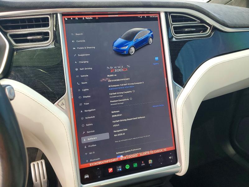 2017 Tesla Model X მანქანა იყიდება აუქციონზე, vin: 5YJXCBE47HF034611, აუქციონის ნომერი: 62976586