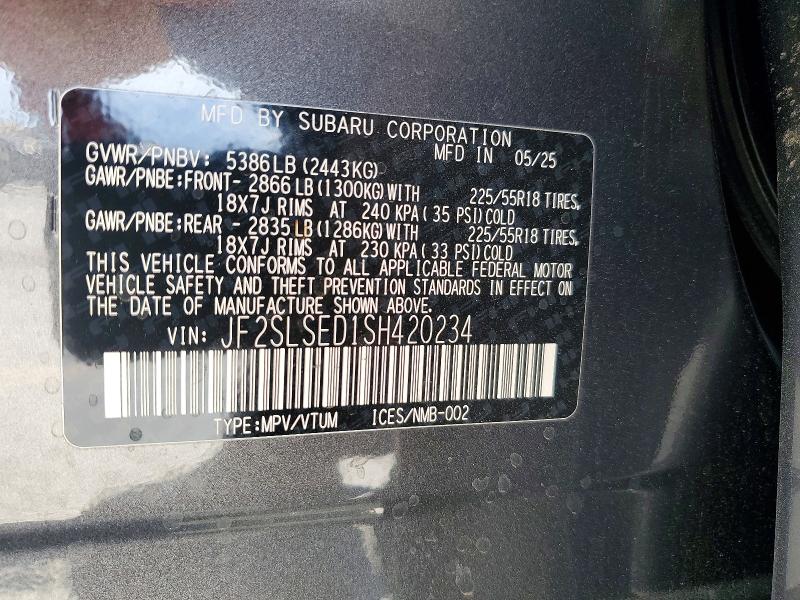 Продаж на аукціоні авто 2025 Subaru Forester, vin: JF2SLSED1SH420234, номер лоту: 62075936