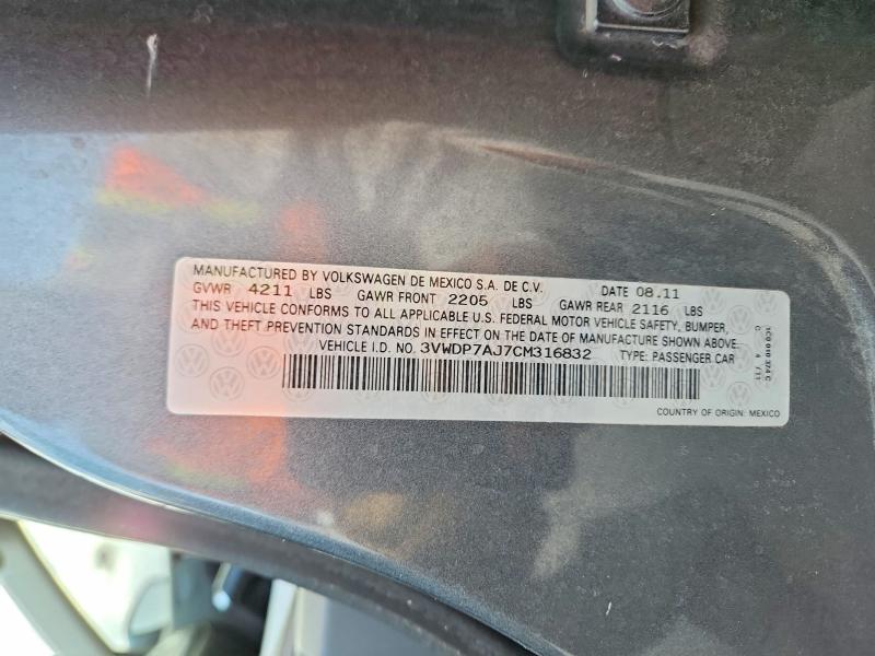 Продаж на аукціоні авто 2012 Volkswagen Jetta, vin: 3VWDP7AJ7CM316832, номер лоту: 64124326