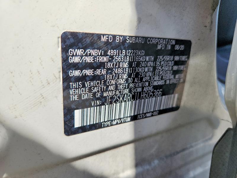 65186276 :رقم المزاد ، JF2SKARC1LH605366 vin ، 2020 Subaru Forester مزاد بيع