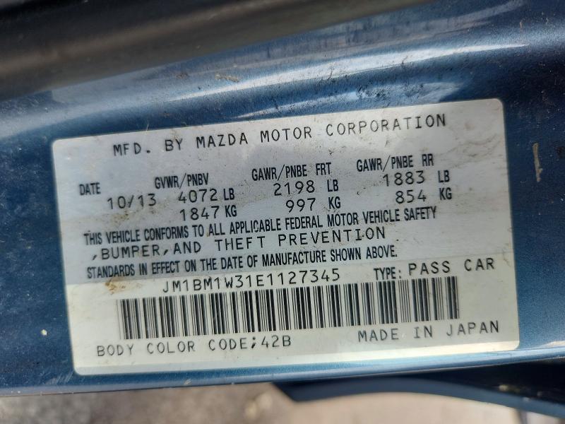 Aukcja sprzedaży 2014 Mazda 3, vin: JM1BM1W31E1127345, numer aukcji: 64823876