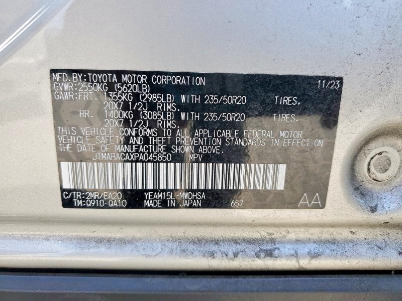 Aukcja sprzedaży 2023 Toyota Bz4x, vin: JTMABACAXPA045850, numer aukcji: 64452916