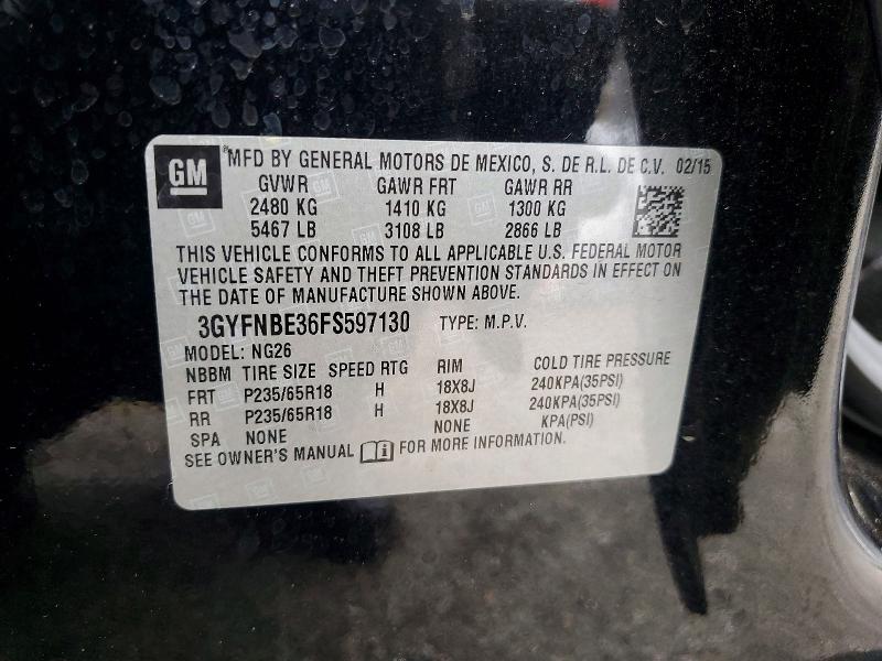 Aukcja sprzedaży 2015 Cadillac Srx, vin: 3GYFNBE36FS597130, numer aukcji: 64701976