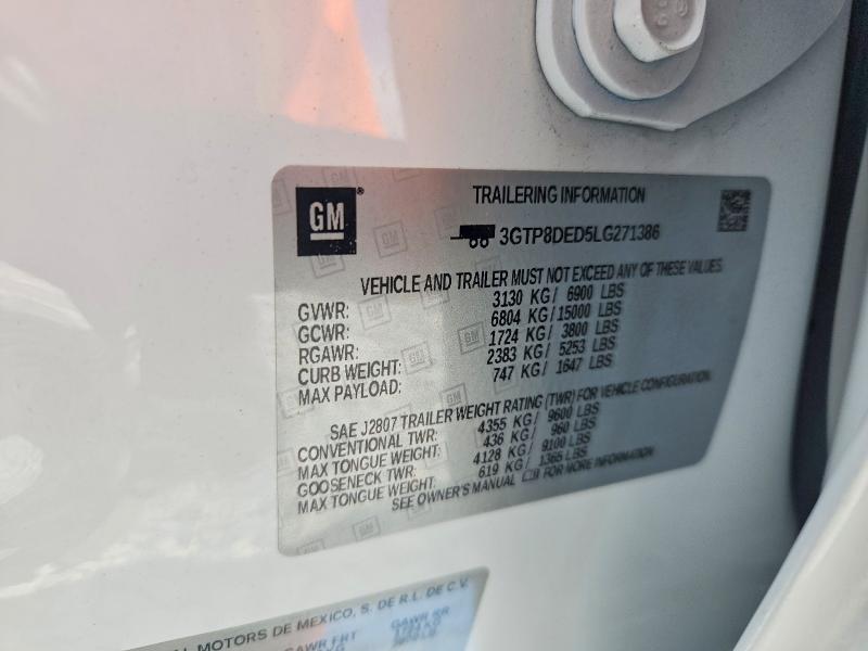 66392306 :رقم المزاد ، 3GTP8DED5LG271386 vin ، 2020 Gmc Sierra مزاد بيع