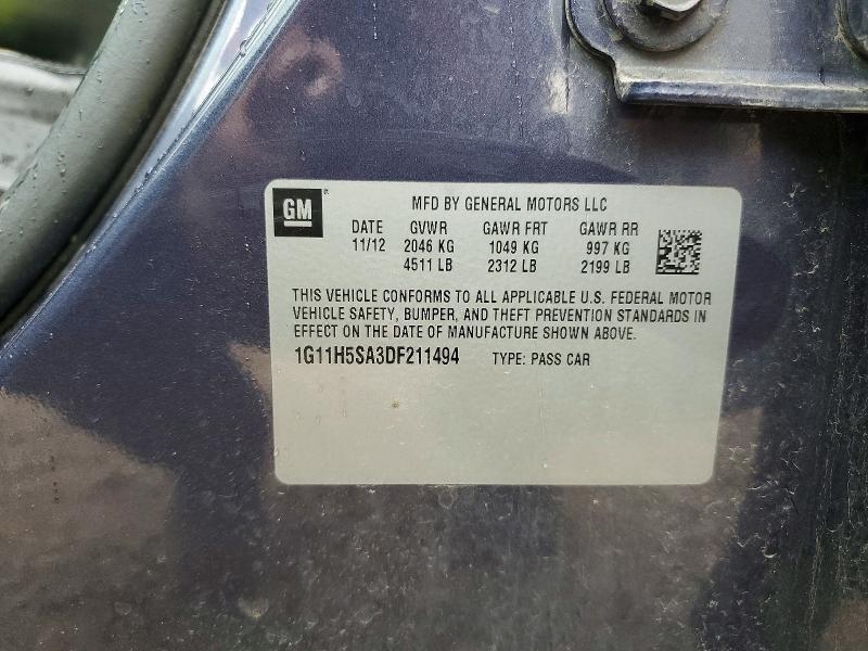 2013 Chevrolet Malibu მანქანა იყიდება აუქციონზე, vin: 1G11H5SA3DF211494, აუქციონის ნომერი: 63857486