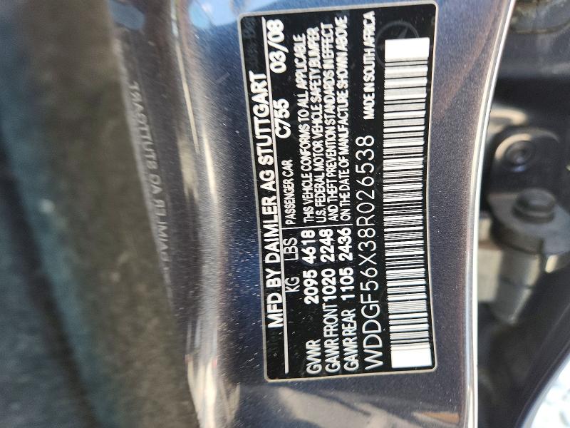 Aukcja sprzedaży 2008 Mercedes-benz C, vin: WDDGF56X38R026538, numer aukcji: 65957606