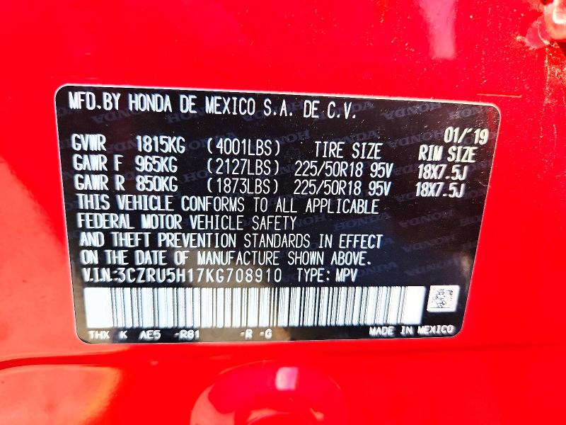 Aukcja sprzedaży 2019 Honda Hr-v, vin: 3CZRU5H17KG708910, numer aukcji: 66895866