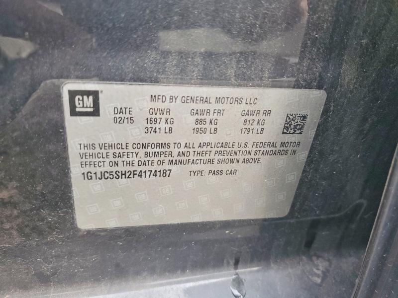 Aukcja sprzedaży 2015 Chevrolet Sonic, vin: 1G1JC5SH2F4174187, numer aukcji: 64634506