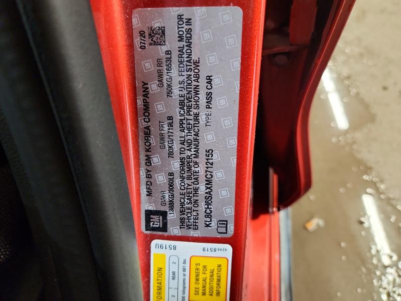 Aukcja sprzedaży 2021 Chevrolet Spark, vin: KL8CH6SAXMC712155, numer aukcji: 66719956