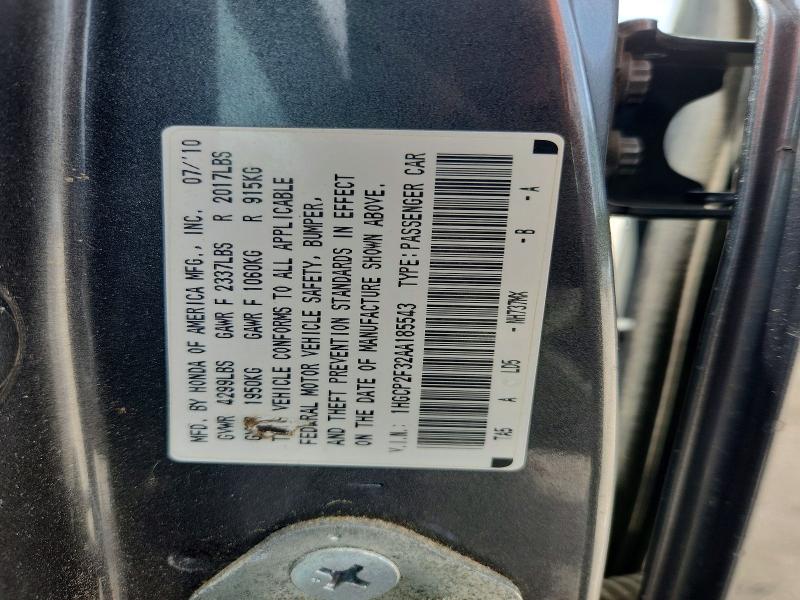 Aukcja sprzedaży 2010 Honda Accord, vin: 1HGCP2F32AA185543, numer aukcji: 64140796