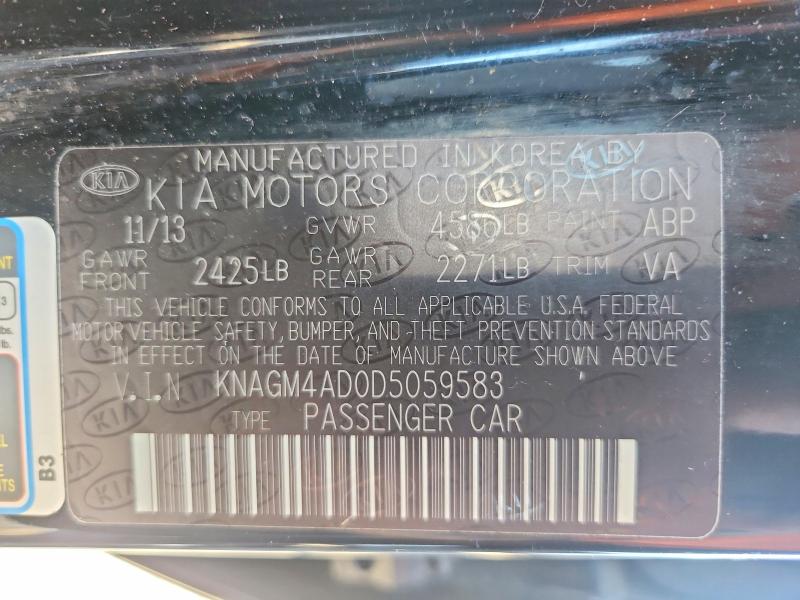 Продажа на аукционе авто 2013 Kia Optima, vin: KNAGM4AD0D5059583, номер лота: 63395936