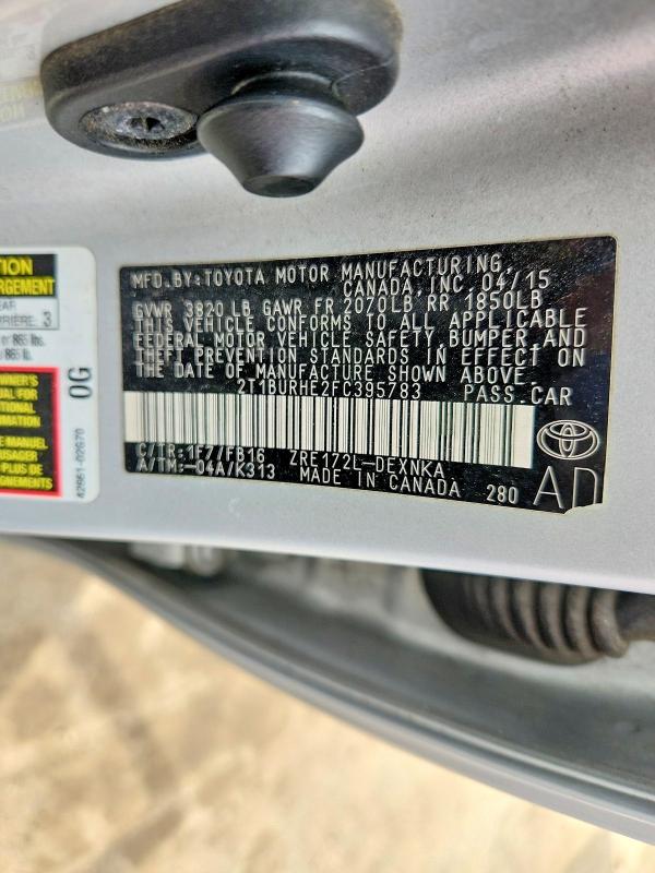 Aukcja sprzedaży 2015 Toyota Corolla, vin: 2T1BURHE2FC395783, numer aukcji: 66389246