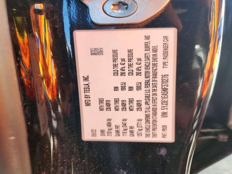 Продаж на аукціоні авто 2022 Tesla Model 3, vin: 5YJ3E1EA5NF370276, номер лоту: 66231146