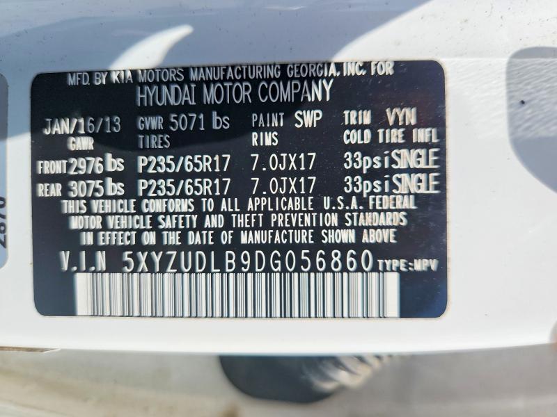 63308286 :رقم المزاد ، 5XYZUDLB9DG056860 vin ، 2013 Hyundai Santa Fe Sport مزاد بيع