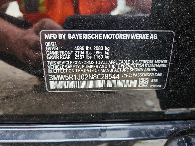 Продажа на аукционе авто 2022 Bmw 330i, vin: 3MW5R1J02N8C28544, номер лота: 66969506