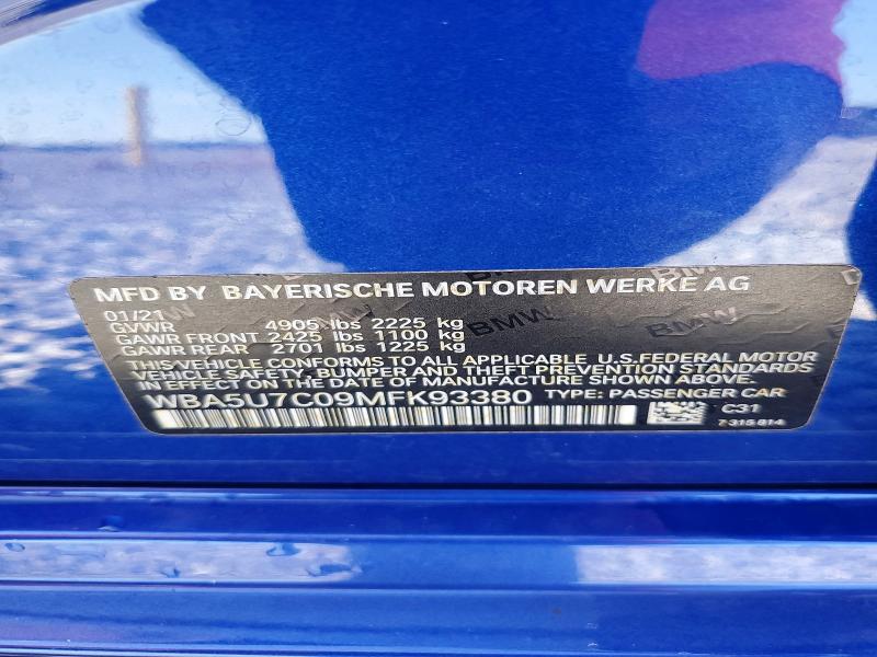 Aukcja sprzedaży 2021 Bmw M340i, vin: WBA5U7C09MFK93380, numer aukcji: 64571296