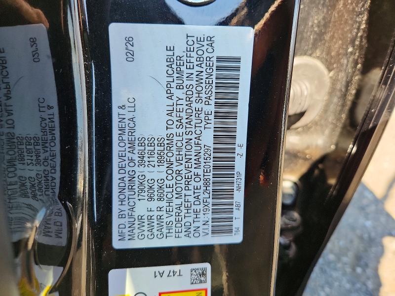 66566756 :رقم المزاد ، 19XFL2H88TE015297 vin ، 2026 Honda Civic مزاد بيع
