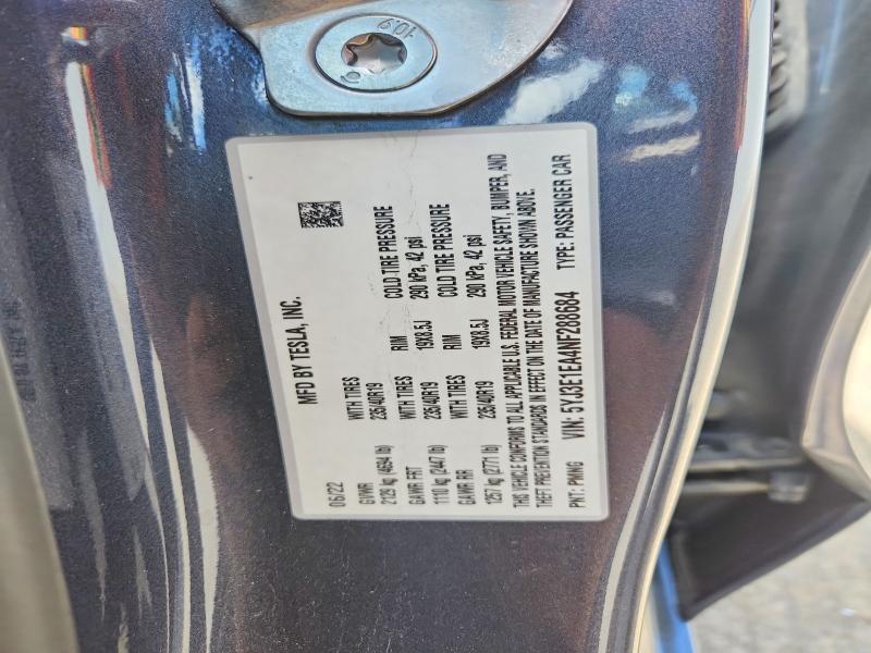 64641516 :رقم المزاد ، 5YJ3E1EA4NF288684 vin ، 2022 Tesla Model 3 مزاد بيع