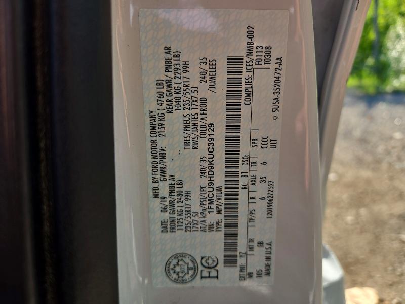 Aukcja sprzedaży 2019 Ford Escape, vin: 1FMCU9HD9KUC39129, numer aukcji: 64360676