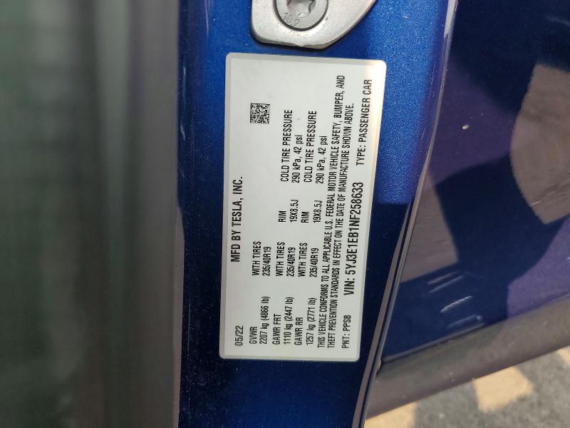 Aukcja sprzedaży 2022 Tesla Model 3, vin: 5YJ3E1EB1NF258633, numer aukcji: 64540726