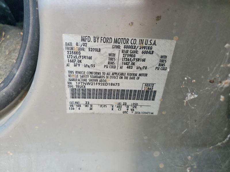 Продажа на аукционе авто 2002 Ford F250, vin: 1FTNW21F92ED18675, номер лота: 63518986