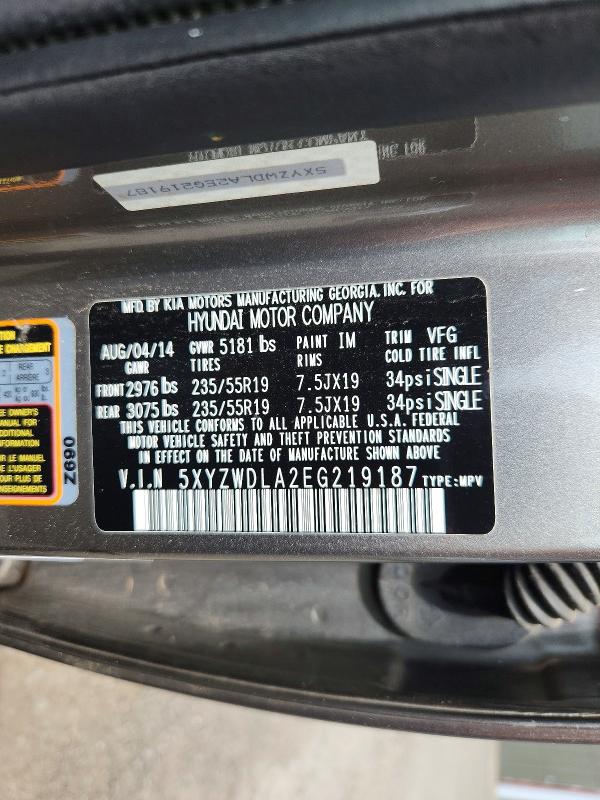 64743396 :رقم المزاد ، 5XYZWDLA2EG219187 vin ، 2014 Hyundai Santa Fe Sport مزاد بيع