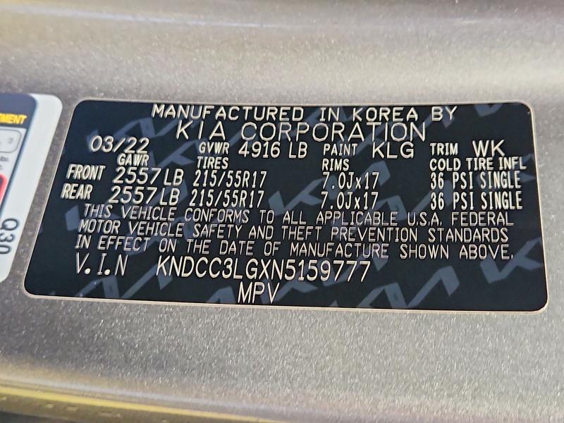 Aukcja sprzedaży 2022 Kia Niro Ev, vin: KNDCC3LGXN5159777, numer aukcji: 63525176