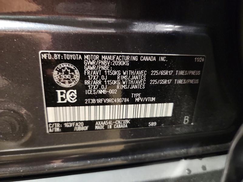 65183226 :رقم المزاد ، 2T3B1RFV9RC490784 vin ، 2024 Toyota Rav4 مزاد بيع