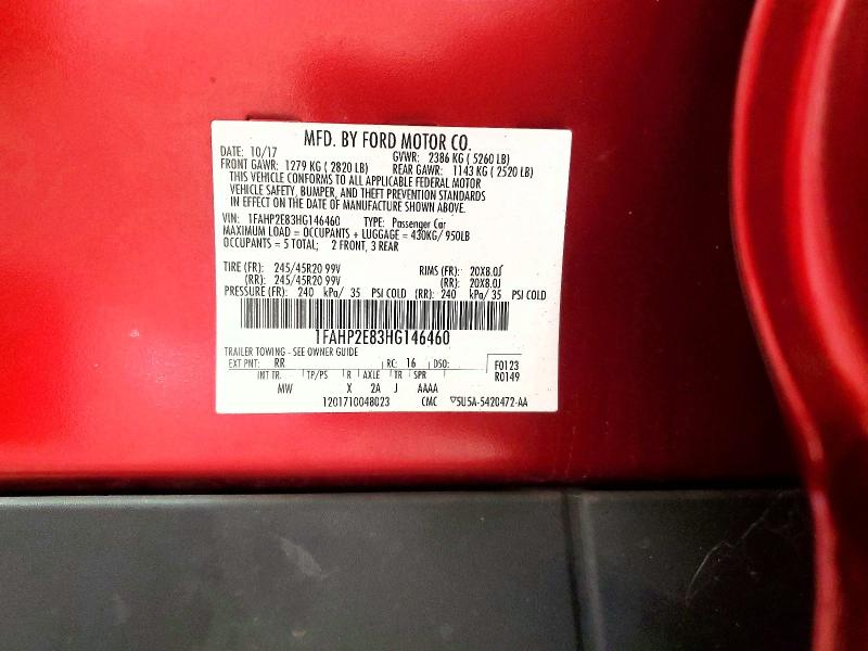 63107576 :رقم المزاد ، 1FAHP2E83HG146460 vin ، 2017 Ford Taurus مزاد بيع