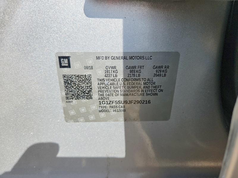 62437136 :رقم المزاد ، 1G1ZF5SU9JF290216 vin ، 2018 Chevrolet Malibu مزاد بيع
