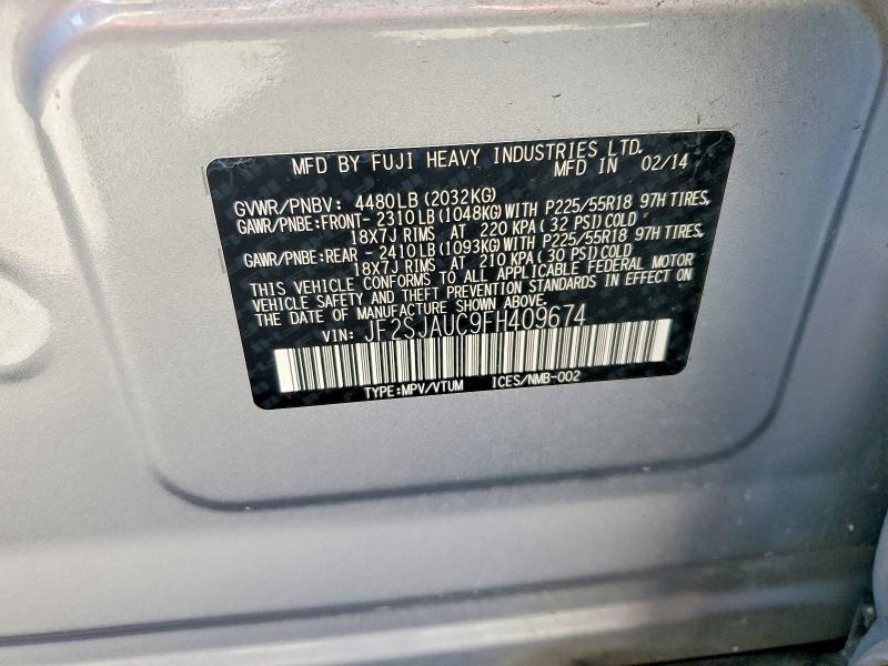 Aukcja sprzedaży 2015 Subaru Forester, vin: JF2SJAUC9FH409674, numer aukcji: 65232326