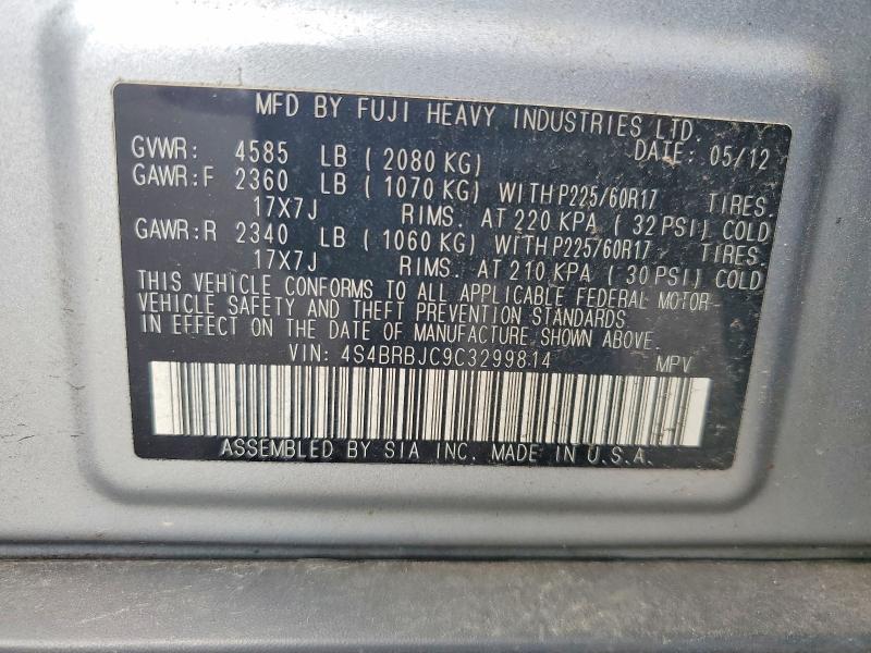 Aukcja sprzedaży 2012 Subaru Outback, vin: 4S4BRBJC9C3299814, numer aukcji: 64209906