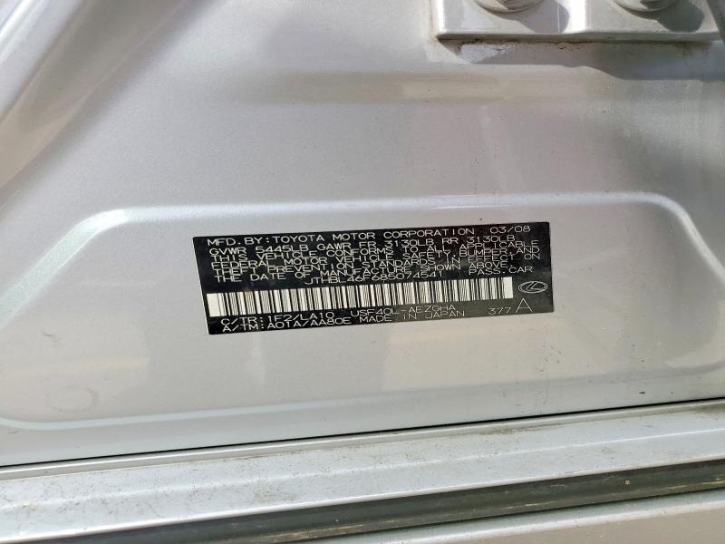 Aukcja sprzedaży 2008 Lexus Ls, vin: JTHBL46F685074541, numer aukcji: 65272006