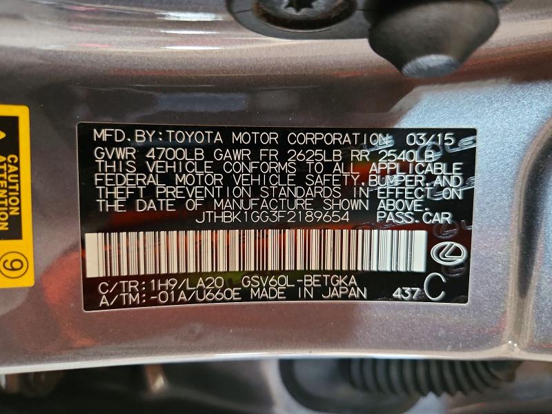 Продаж на аукціоні авто 2015 Lexus Es, vin: JTHBK1GG3F2189654, номер лоту: 64638766