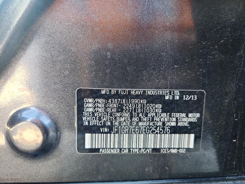Aukcja sprzedaży 2014 Subaru Impreza, vin: JF1GR7E67EG254576, numer aukcji: 67123166