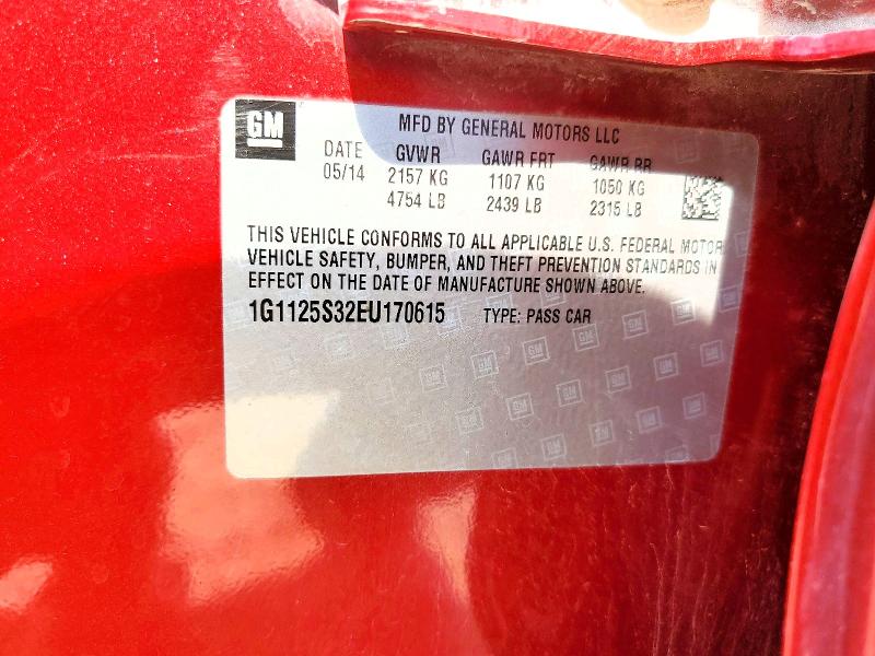 67137866 :رقم المزاد ، 1G1125S32EU170615 vin ، 2014 Chevrolet Impala مزاد بيع