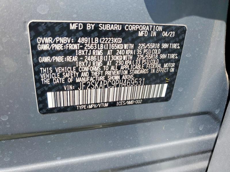 Aukcja sprzedaży 2023 Subaru Forester, vin: JF2SKAPC9PH469531, numer aukcji: 66922706
