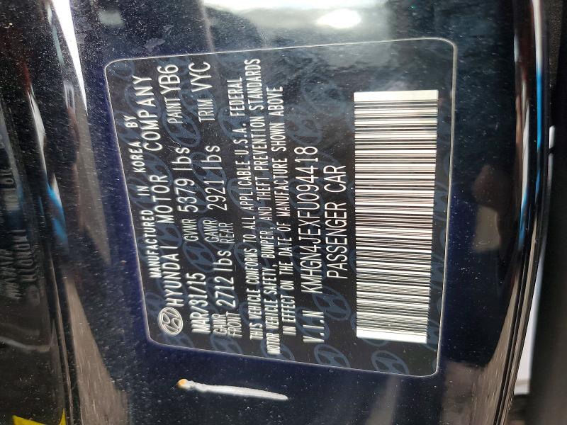 Продаж на аукціоні авто 2015 Hyundai Genesis, vin: KMHGN4JEXFU094418, номер лоту: 65266366