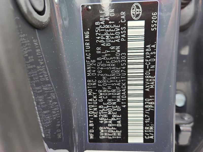 Auction sale of the 2026 Toyota Camry, vin: 4T1DAACK1TU745303, lot number: 66551006
