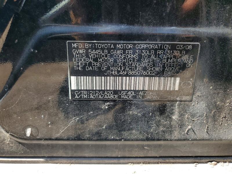 Aukcja sprzedaży 2008 Lexus Ls, vin: JTHBL46F885076002, numer aukcji: 65619756