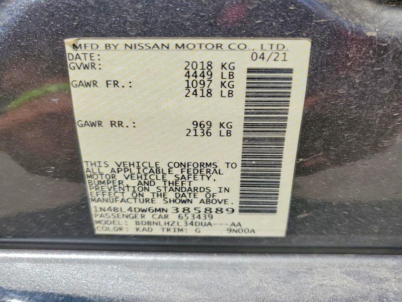 62155206 :رقم المزاد ، 1N4BL4DW6MN385889 vin ، 2021 Nissan Altima مزاد بيع