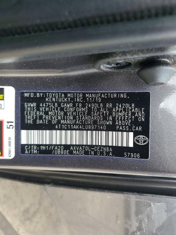 Aukcja sprzedaży 2020 Toyota Camry, vin: 4T1C11AK4LU897140, numer aukcji: 63304846
