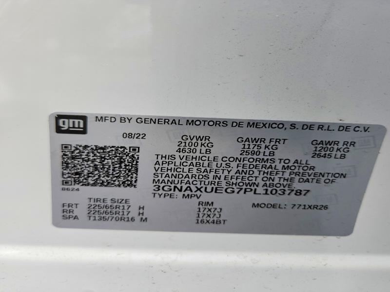 64967706 :رقم المزاد ، 3GNAXUEG7PL103787 vin ، 2023 Chevrolet Equinox مزاد بيع
