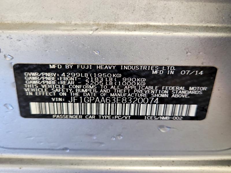 65513986 :رقم المزاد ، JF1GPAA63E8320074 vin ، 2014 Subaru Impreza مزاد بيع