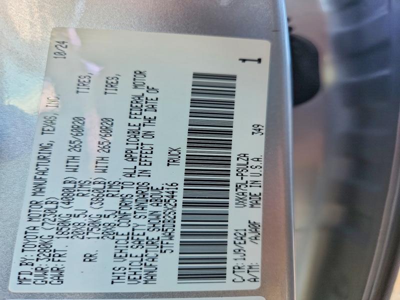 66894956 :رقم المزاد ، 5TFWA5DB2SX254416 vin ، 2025 Toyota Tundra مزاد بيع