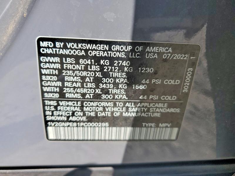 2023 Volkswagen Id.4 მანქანა იყიდება აუქციონზე, vin: 1V2GNPE81PC000295, აუქციონის ნომერი: 65931086