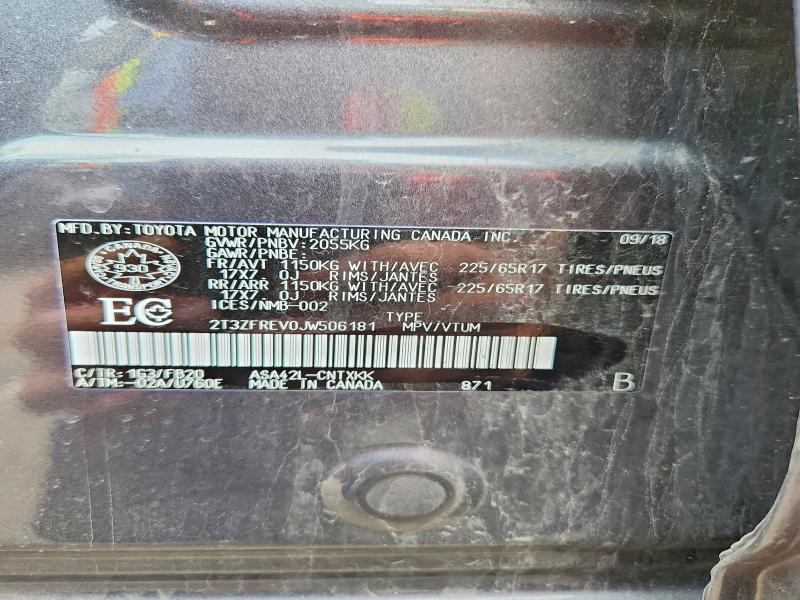 Aukcja sprzedaży 2018 Toyota Rav4, vin: 2T3ZFREV0JW506181, numer aukcji: 61636846