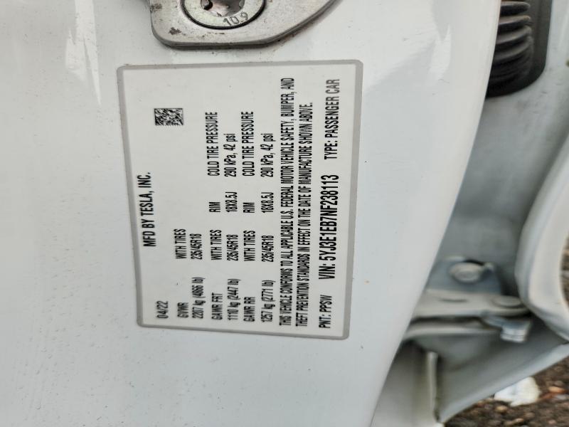 Aukcja sprzedaży 2022 Tesla Model 3, vin: 5YJ3E1EB7NF238113, numer aukcji: 64069716