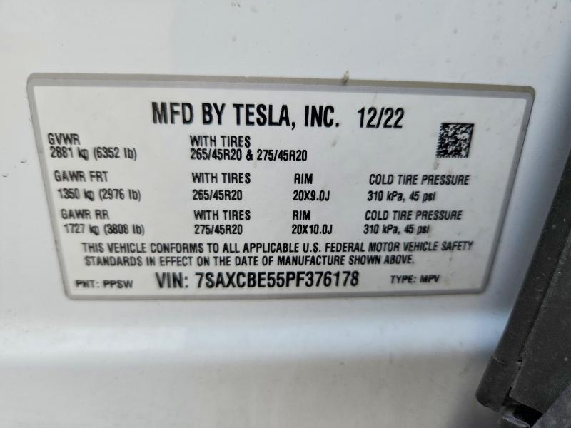 Aukcja sprzedaży 2023 Tesla Model X, vin: 7SAXCBE55PF376178, numer aukcji: 66126456