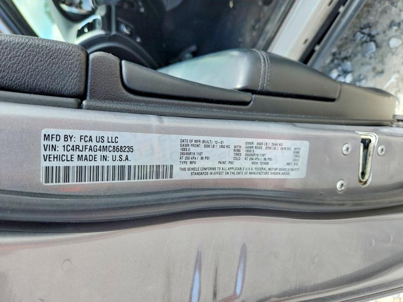 Продаж на аукціоні авто 2021 Jeep Grand Cherokee, vin: 1C4RJFAG4MC868235, номер лоту: 64724176